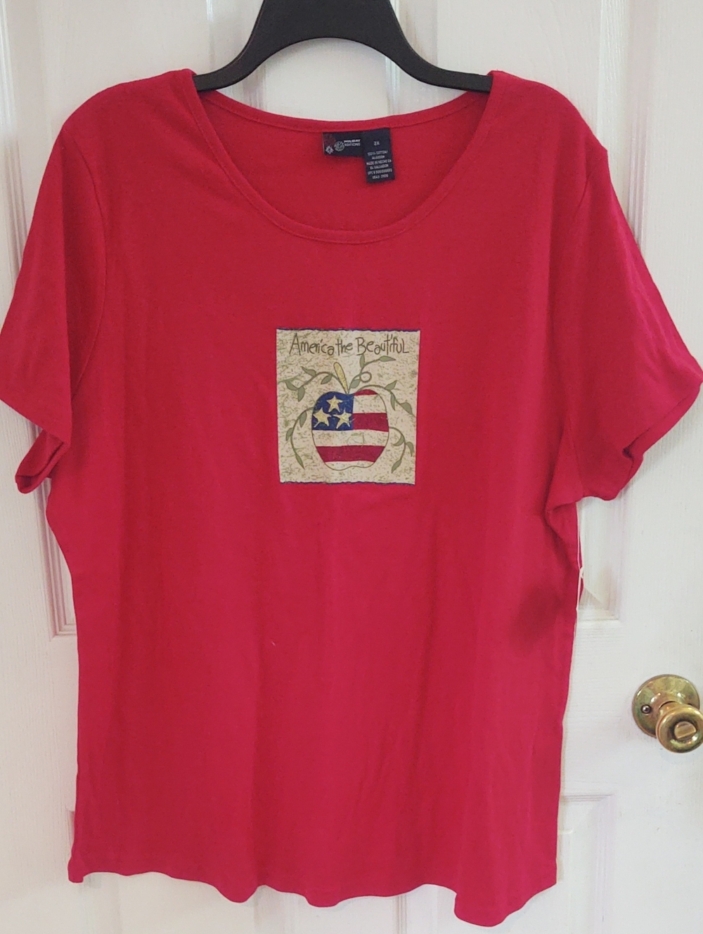 Holiday Editions Red Crewneck Tee with Firework Tag Detail